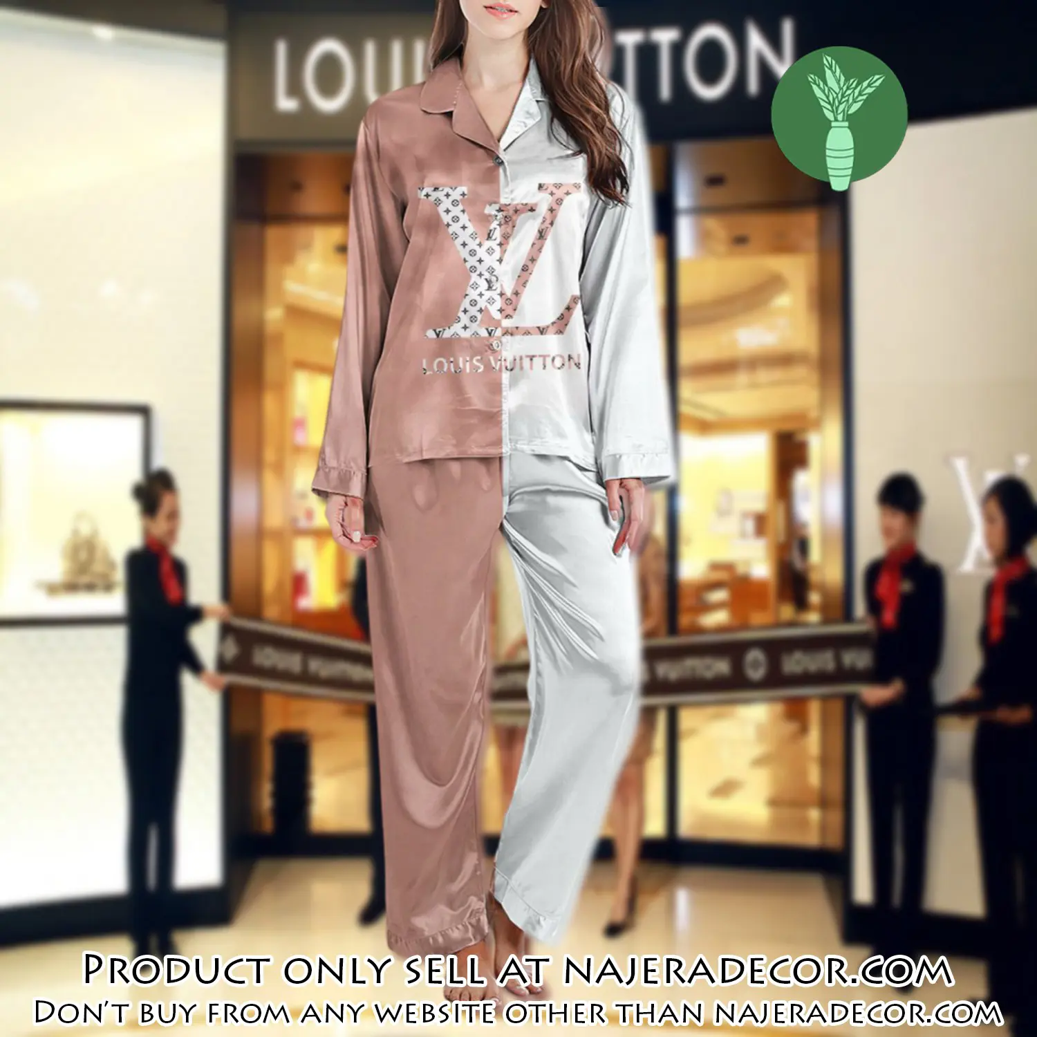 Lv monogram long satin pajama set pjs1024 njr3806831